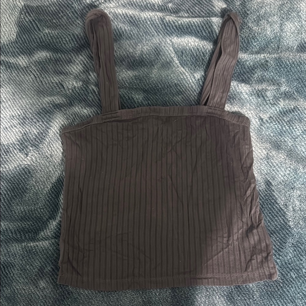 American Eagle Outfitters Brown Ribbed Crop Tank Top